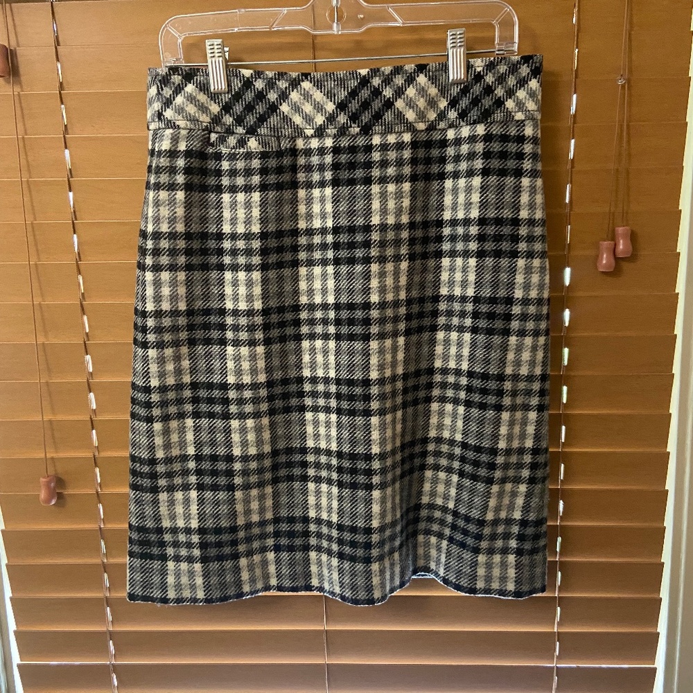Black and White Plaid Wool LL Bean Skirt